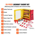 Miniatyrbillede 2 af 9: Elektrisk Lockout Tagout Kit, 59 dele sikkerhedspakke med hængelåse, hasper, mærkater, binder, stik lockout, kamafbryder