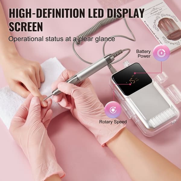 Elektrisk sladdlös nagelborrmaskin, 35000 RPM, borstlös motor, manicureverktyg, professionell nagel-e-fil