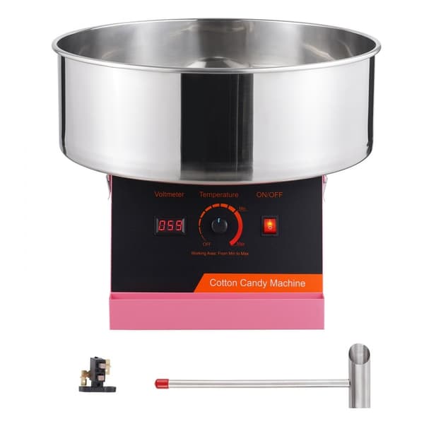 Elektrisk Candy Floss Maskine, 1000 W, Kommerciel Candy Maker med Rustfri Stålskål og Sukkerske, Ideel til Fest og Events