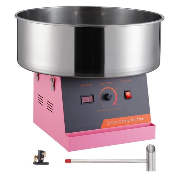 Elektrisk Sockervaddsmaskin 1000 W, Kommersiell Candy Floss Maker med Rostfritt Stålskål och Sockerskopa, Perfekt för Fest och Event