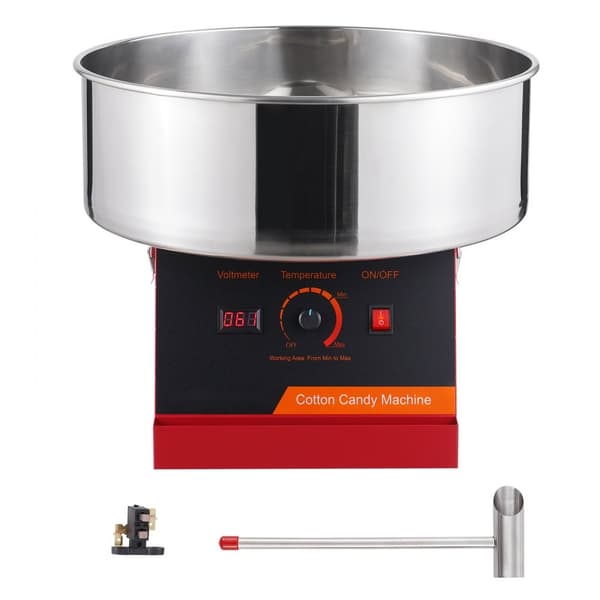 Elektrisk sockervaddsmaskin, 1000 W, kommersiell Candy Floss Maker med rostfri stålskål och sockerskopa, perfekt för evenemang