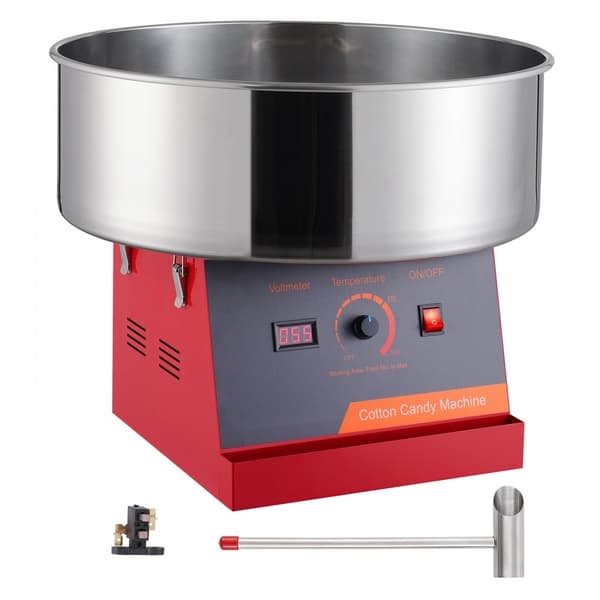 Elektrisk sockervaddsmaskin, 1000 W, kommersiell Candy Floss Maker med rostfri stålskål och sockerskopa, perfekt för evenemang