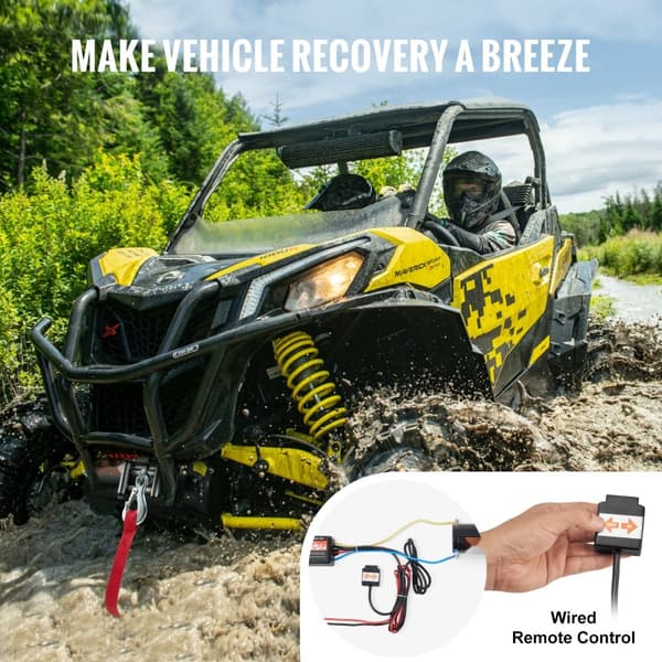 Elektrisk ATV UTV spil 3000 lb, vandtæt IP55, stålkabel, kablet kontrol med effektive funktioner