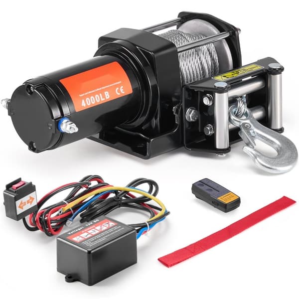 Elektrisk vinsch ATV UTV 4000 lb, stålkabel, IP55 vattentät, med fjärrkontroll