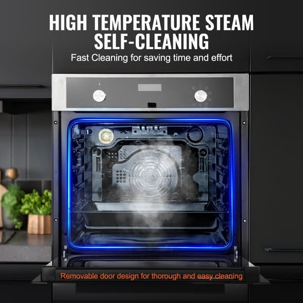 Yksiseinäinen 24" sähköinen sisäänrakennettu uuni, 9 toimintoa, 2,68 Cu. Ft, moderni muotoilu, tehokas energiatehokkuus