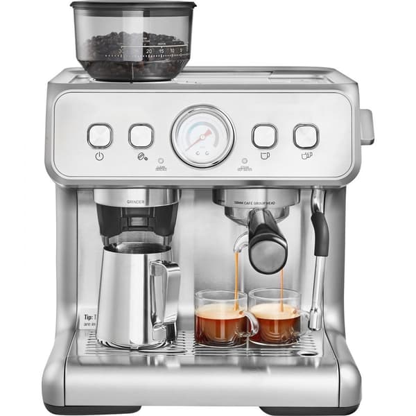 Espressomaskin med kvarn 15 bar, halvautomatisk espressobryggare, lättanvänd, optimal kaffekvalitet