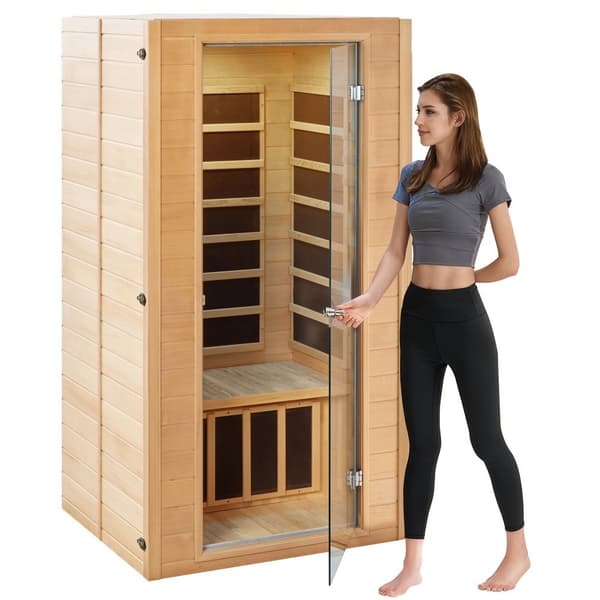 Far Infrared Trä Bastu 1400W, Hem Spa för 1-2 Personer, Energibesparande och Kompakt Design