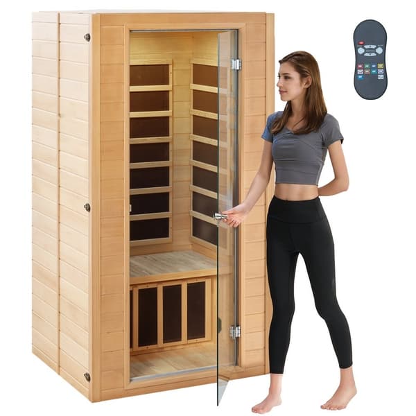 Far Infrared Trä Bastu 1400W, Hem Spa för 1-2 Personer, Energibesparande och Kompakt Design