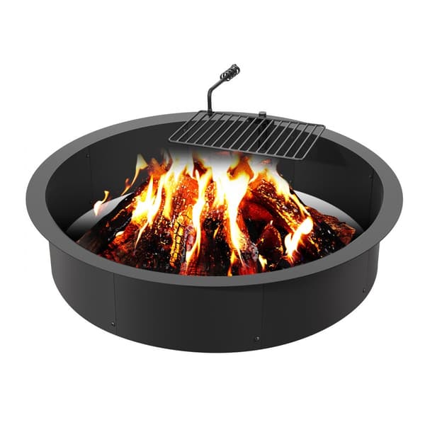 Bålring med BBQ Fire Ring 40 tommer, udendørs stål, gør det selv bålplads