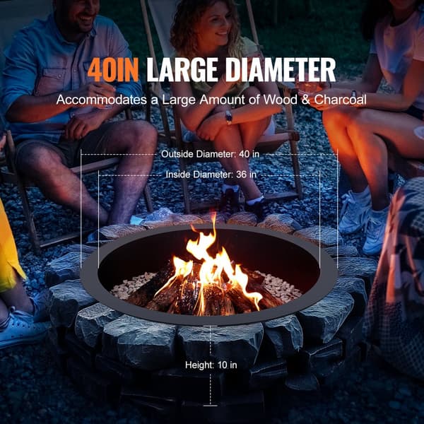 Bålring 40 tommer, rund stålforing, DIY ildsted, udendørs bålplads, holdbarhed og kvalitet