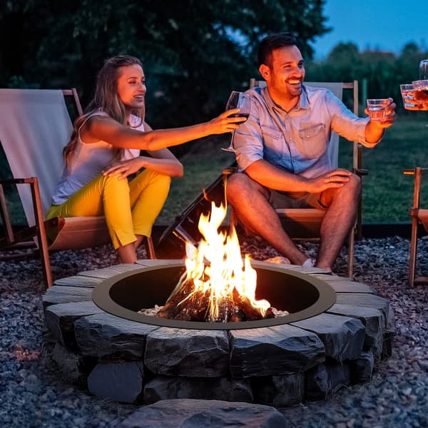 Bålring 40 tommer, rund stålforing, DIY ildsted, udendørs bålplads, holdbarhed og kvalitet