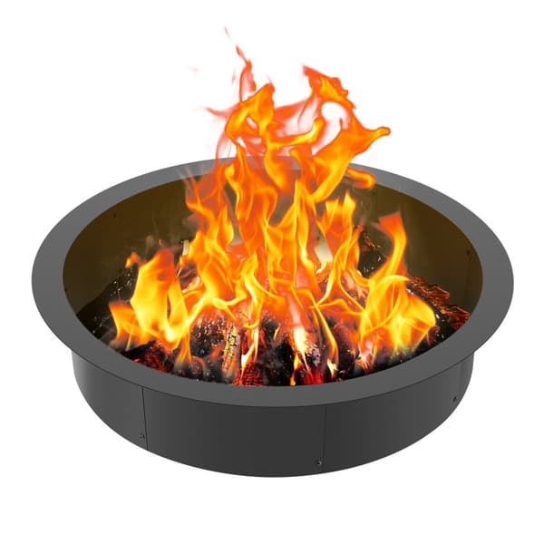 Eldring Rund 40 tum, Yttre Stålfoder, DIY Campfire Ring, Eldstad, Hållbar Design