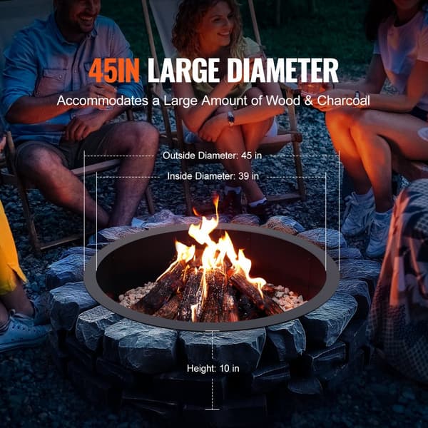 Ulkoilmasydän Fire Pit Ring, 45 tuumaa, pyöreä teräsvuoraus, Tee-se-itse nuotiorengas, kestävä ja tyylikäs ratkaisu