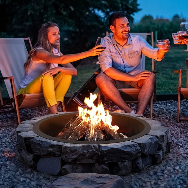 Ulkoilmasydän Fire Pit Ring, 45 tuumaa, pyöreä teräsvuoraus, Tee-se-itse nuotiorengas, kestävä ja tyylikäs ratkaisu