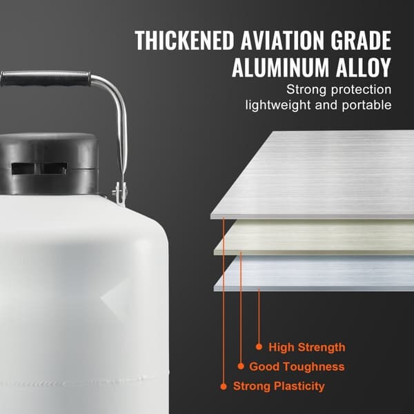 Flydende nitrogentank 10L, aluminiumslegering, LN2 beholder, Dewar, 6 dåser, høj kvalitet, holdbar konstruktion