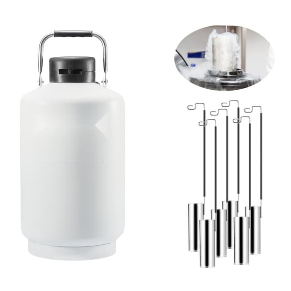 Flydende nitrogentank 10L, aluminiumslegering, LN2 beholder, Dewar, 6 dåser, høj kvalitet, holdbar konstruktion