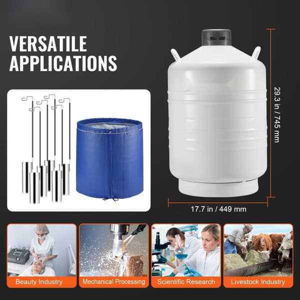 Flytande kvävetank 30 L, Aluminiumlegering LN2, Dewar, 6 kapslar, hög kvalitet, lätt vikt, effektiv kylning