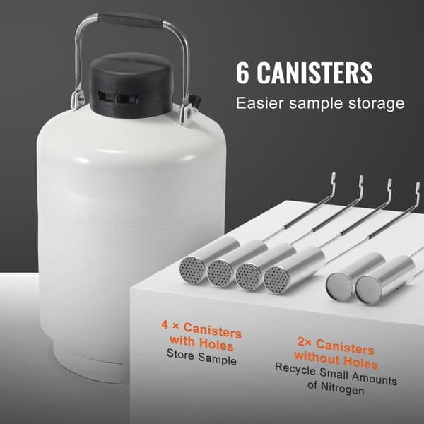 Flydende nitrogentank 6 l, aluminiumslegering, LN2 Dewar beholder, til opbevaring af 6 dåser