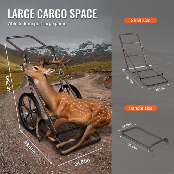 Käytännöllinen taitettava Deer Cart Game Hauler, 500 LBS kapasiteetti, kestävä ja monikäyttöinen rikkaus, vaivaton kuljetus ja säilytys