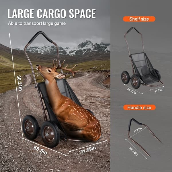 Taitettava Deer Cart Pelikaukalon Kuljetin, 500 LBS Kantokyky, Kestävä Varusteteline