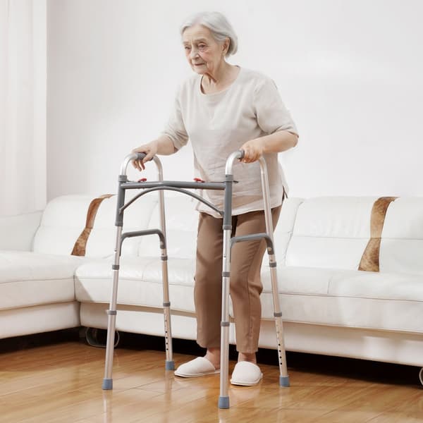 Folding Walker Aluminium Mobilitetsganghjælp, Justerbar Højde, Med Hjul, Letvægtig, Stabilt Design