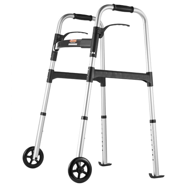 Folding Walker Aluminium Mobilitetsganghjælp, Justerbar Højde, Med Hjul, Letvægtig, Stabilt Design