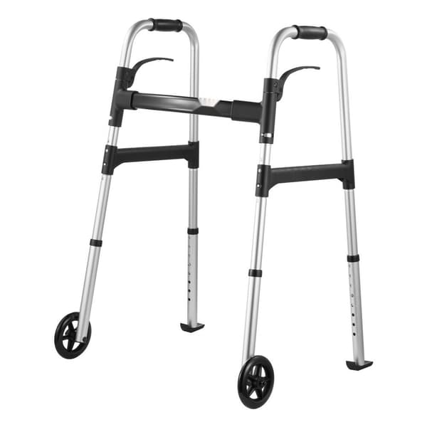 Folding Walker Aluminium Mobilitetsganghjælp, Justerbar Højde, Med Hjul, Letvægtig, Stabilt Design