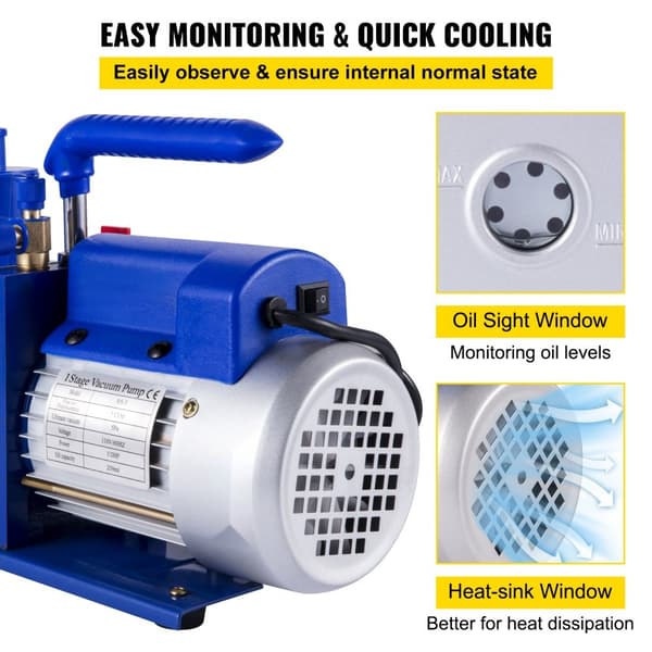 Vakuumpumpe Eentraps Draaischuif 7CFM 1/2HP Dyb HVAC, Effektiv Ventilation, Energiesparende Design