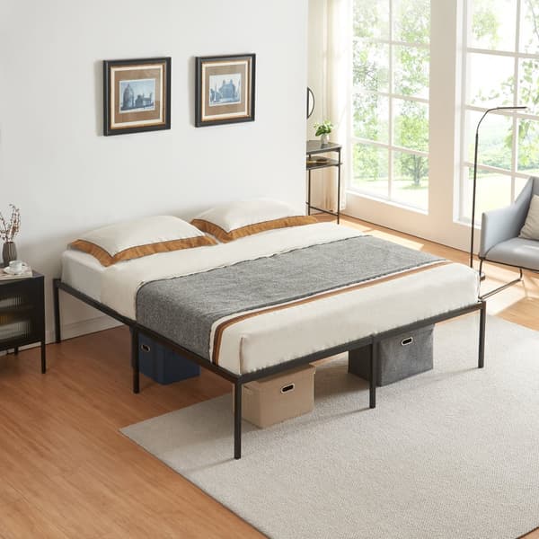 Säng Vårdö metall 200x180 cm svart [en.casa]