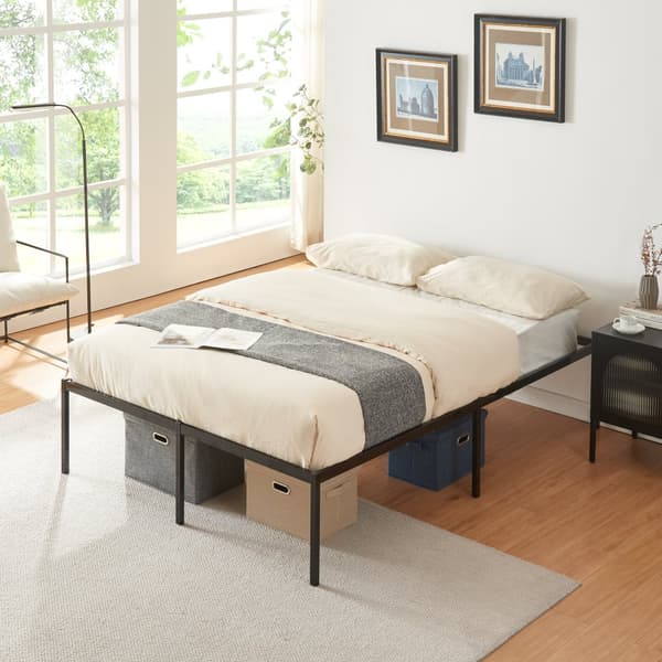 Säng Vårdö metall 200x140 cm svart [en.casa]