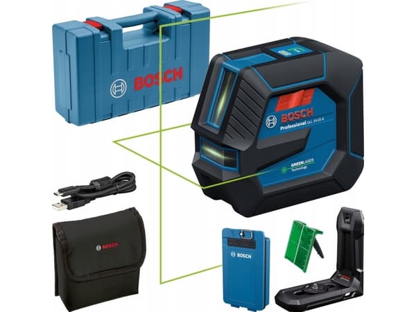 BOSCH.CROSS LASER GLL 20-22 G GREEN USB-C 1x BA 3.7V 3.0Ah XL + HOLDER LB 10 CASE
