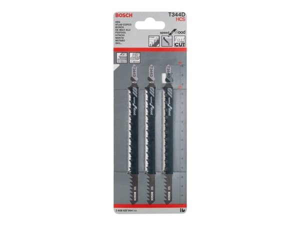 Bosch speed for Wood T 344 D - Sticksågblad - för spånskiva, plywood, fiberplatta, mjuka träslag - 3 delar - T-skaft - längd: 152 mm