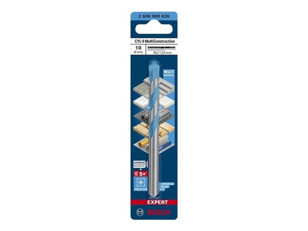 Bosch 2 608 900 626, Pora, Keskiöporanterä, 1 cm, 120 mm, Betoni, Muovi, Pehmeä kaakeli, Pehmeä puu, Terästä, 8 cm