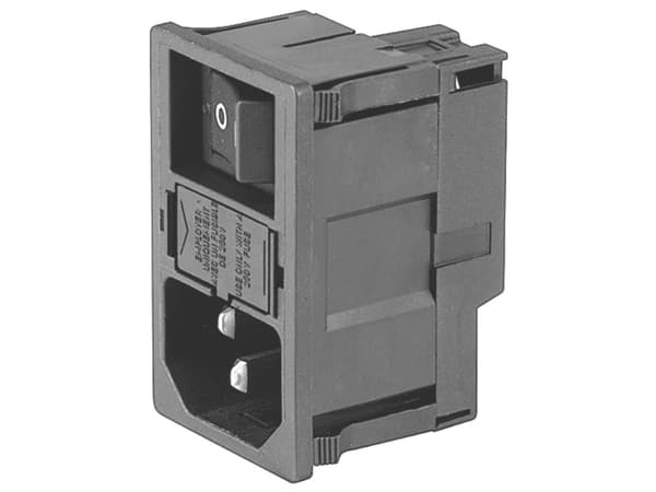 Schurter KM00.1105.11 IEC-liitin Pistoke, suora Kokonaisnapaluku: 3 10 mA Musta 1 kpl