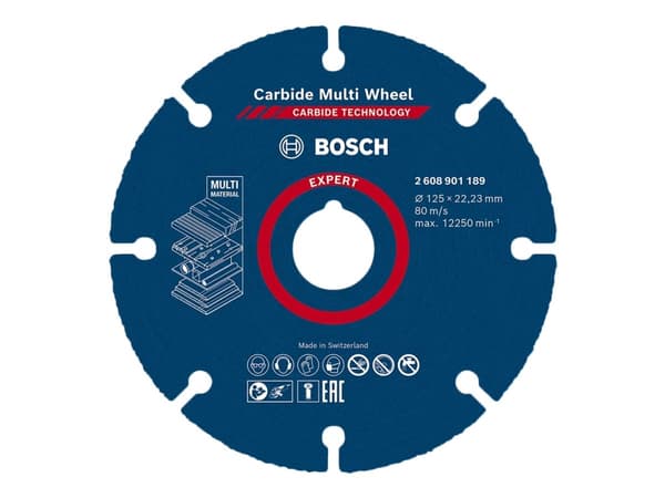 Bosch Expert Carbide Multi Wheel X-LOCK - Skjæreplate - for plast, tre med spiker, løvtre - 125 mm