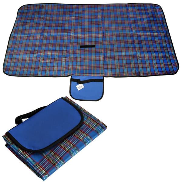 Universal vandtæt picnic- og strandmåtte med håndtag 145x80cm Blå