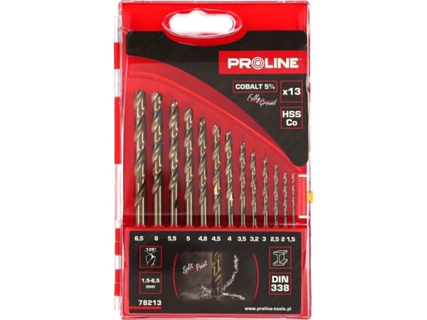 Bor Proline HSSCO DIN338 metallbor, slipt, 13 stk (1,5-6,5 mm) prolin