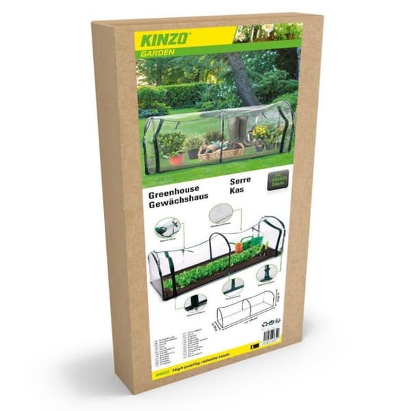 Kinzo Tunnel Växthus med dragkedja 130x60x50 cm Transparent/Grön