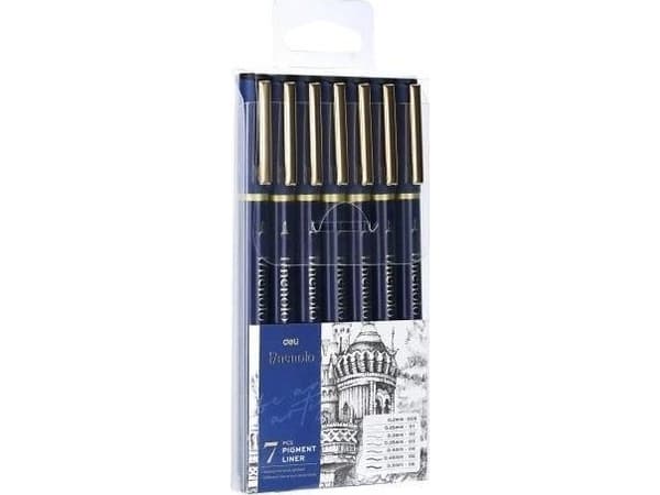 Thin drawing pen 7pcs various thicknesses DELI