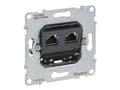 Miniatyrbild 2 av 2: Legrand 765062, 2 x RJ-45, STP, 6a, Svart, Termoplast, Glansigt