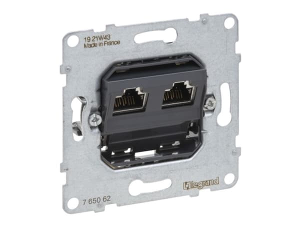 Legrand 765062, 2 x RJ-45, STP, 6a, Svart, Termoplast, Glansigt