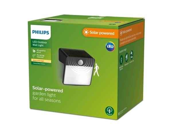 Philips 8720169265448, Väggbelysning för utomhusbruk, Svart, Plast, IP44, Fasad, Trädgård, Terass, III