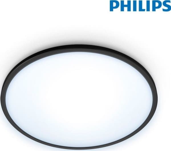 WiZ Superslim Ceiling 16W, Smarttaklampe, Wi-Fi/Bluetooth, Sort, LED, Metall, Ikke-utskiftbare pærer
