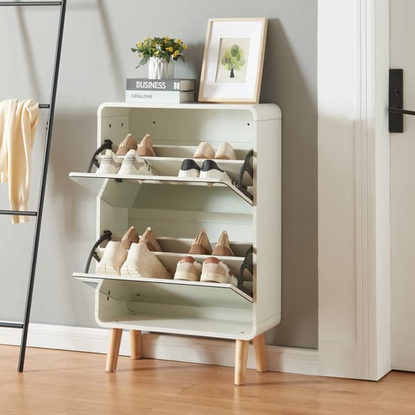 Skoskåp Aure 96x63x23,5 cm plats för 8 par skor vit [en.casa]