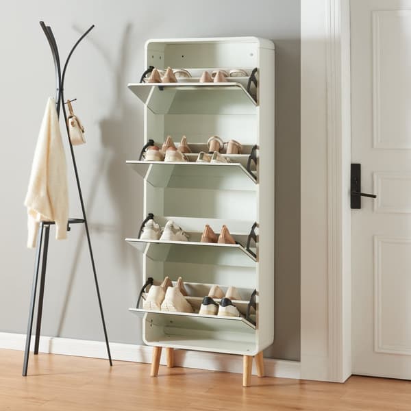 Skoskåp Aure 172x63x23,5 cm plats för 16 par skor vit [en.casa]