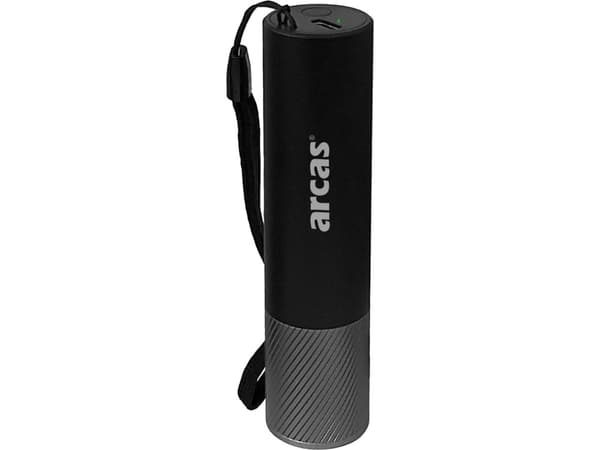 Pocket flashlight 3W, rechargeable USB-C, black, ARCAS