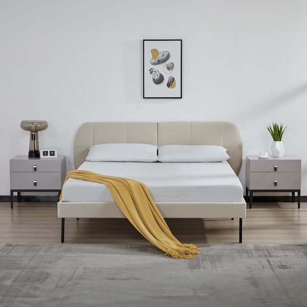 Klädd sängstomme Porvoo 200x140 cm beige [en.casa]