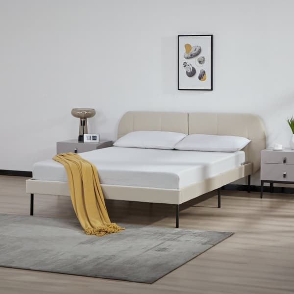 Klädd sängstomme Porvoo 200x140 cm beige [en.casa]
