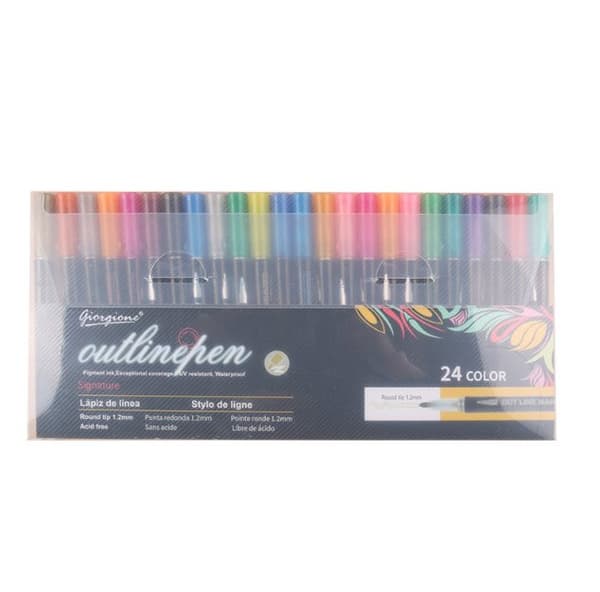 Double Line Outline  Fluorescent Pen Set