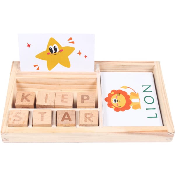 English word puzzle wood lärande